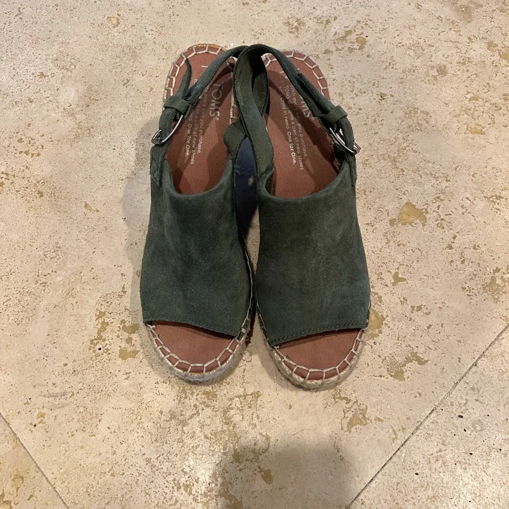 Toms Monica Suede Wedge - Green - 7 - Picture 4 of 7